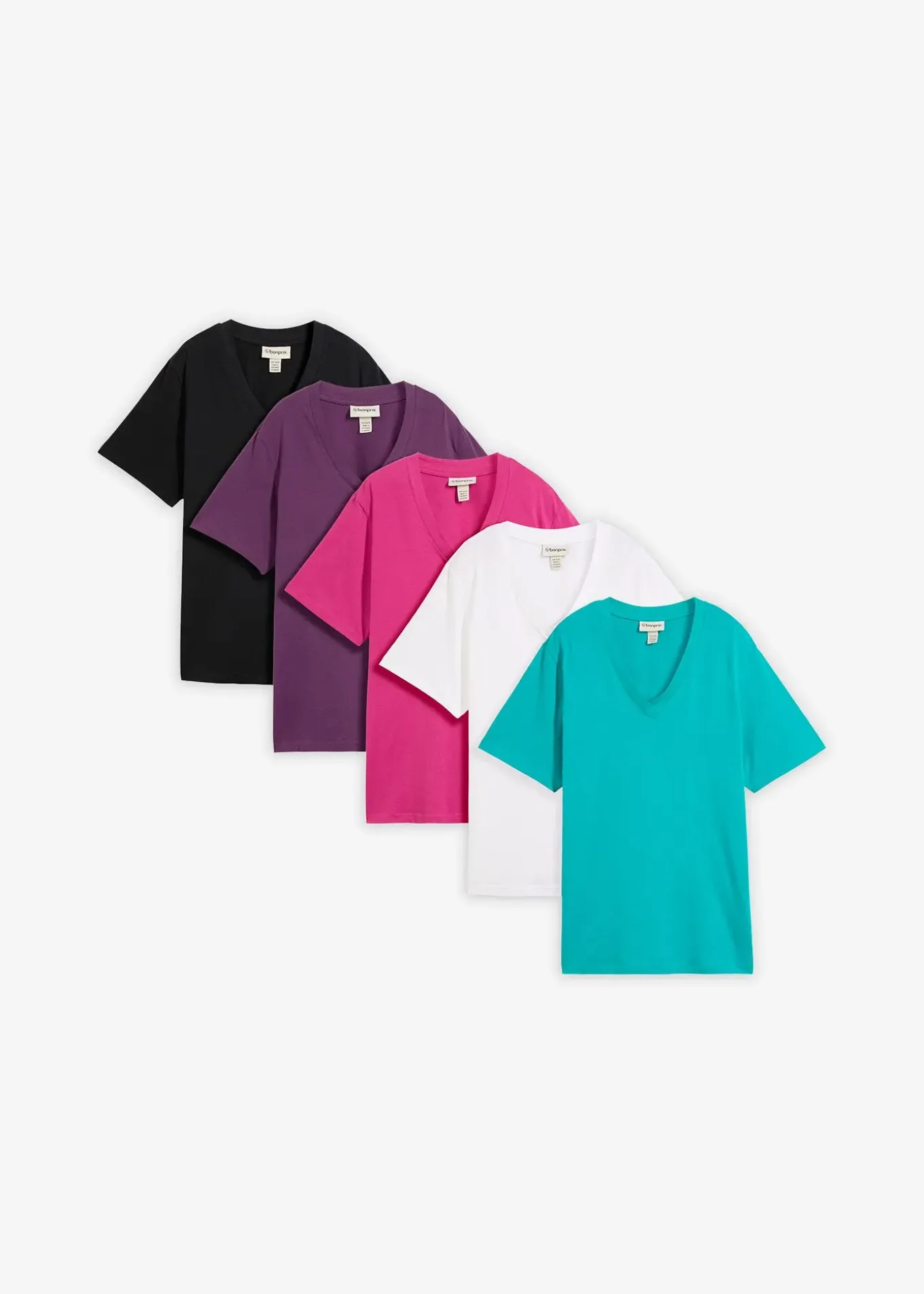 Lot de 5 T-shirts longs et amples à col V