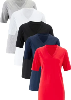 Lot de 5 T-shirts longs et amples à col V