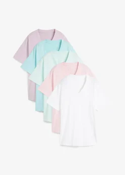 Lot de 5 T-shirts longs et amples à col V