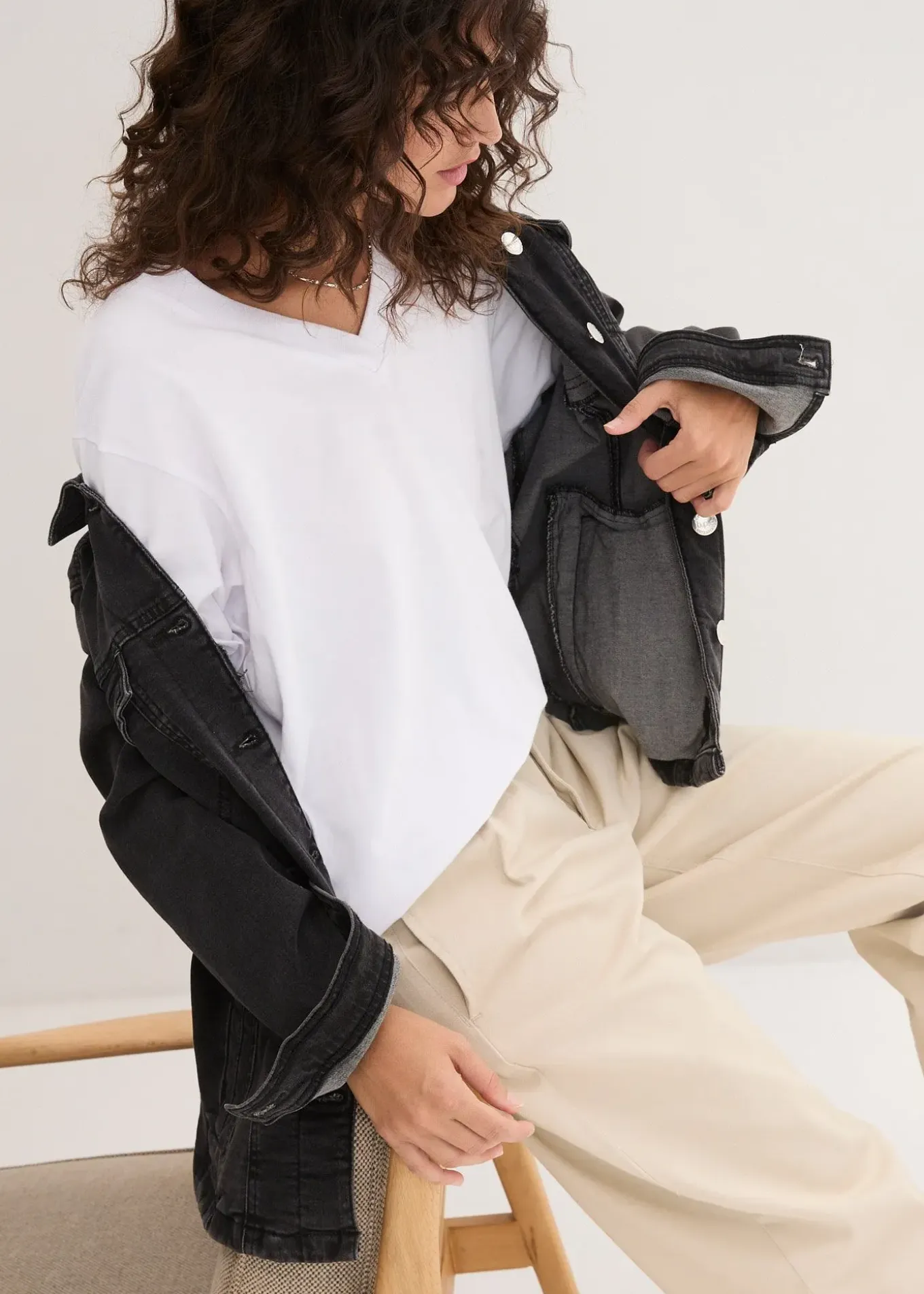 Lot de 5 T-shirts longs et amples à col V