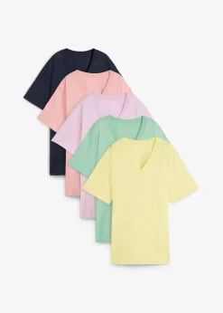 Lot de 5 T-shirts longs et amples à col V
