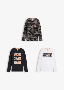 Lot de 3 T-shirts manches longues 100% coton