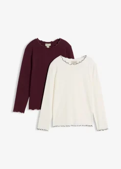 Lot de 2 T-shirts manches longues en coton extensible