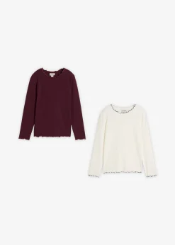 Lot de 2 T-shirts manches longues en coton extensible