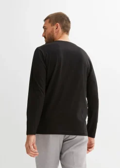 Lot de 2 T-shirts manches longues col tunisien 100% coton