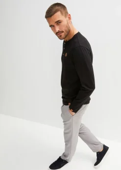 Lot de 2 T-shirts manches longues col tunisien 100% coton