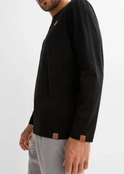 Lot de 2 T-shirts manches longues col tunisien 100% coton