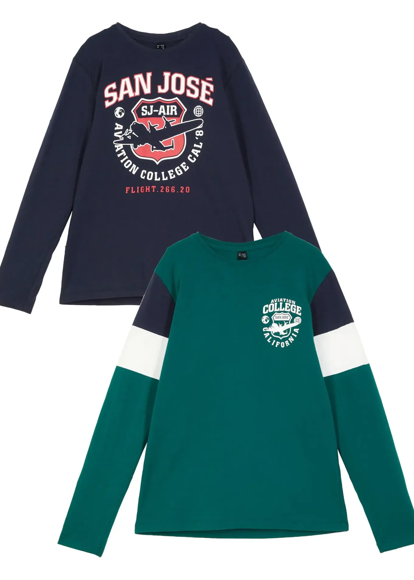 Lot de 2 T-shirts manches longues 100% coton