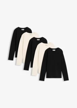 Lot de 5 T-shirts manches longues 100% coton