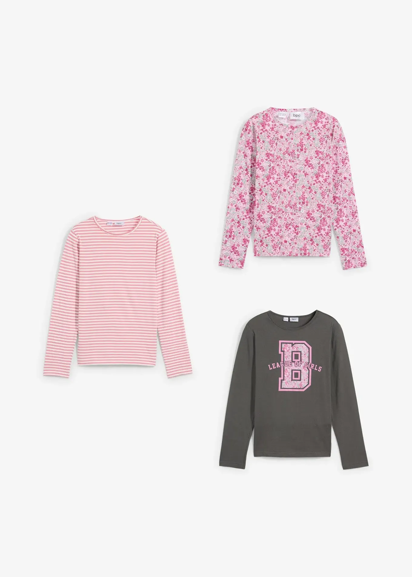 Lot de 3 T-shirts manches longues 100% coton