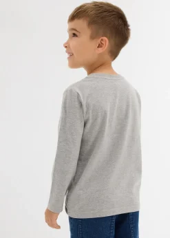 Lot de 2 T-shirts manches longues coton col tunisien