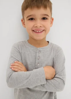 Lot de 2 T-shirts manches longues coton col tunisien