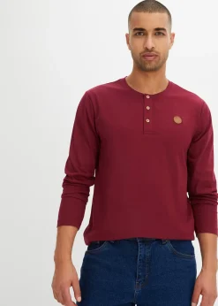 Lot de 2 T-shirts manches longues col tunisien 100% coton