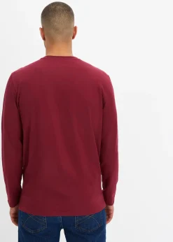 Lot de 2 T-shirts manches longues col tunisien 100% coton