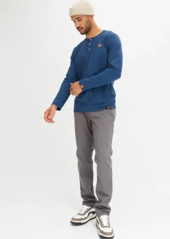 Lot de 2 T-shirts manches longues col tunisien 100% coton