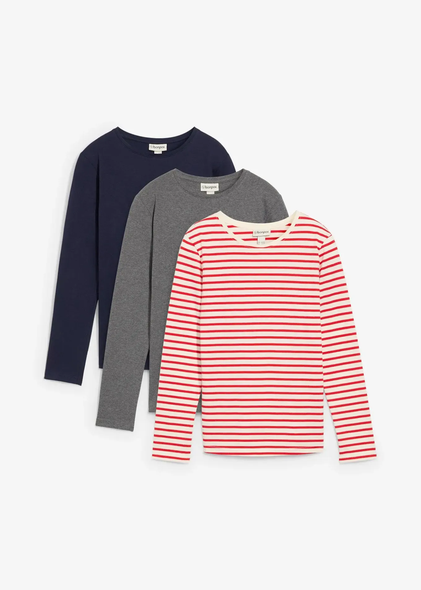 Lot de 3 T-shirts manches longues 100% coton