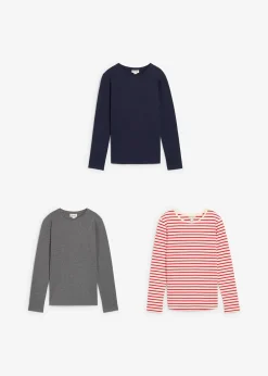 Lot de 3 T-shirts manches longues 100% coton