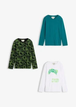 Lot de 3 T-shirts manches longues en coton doux et extensible