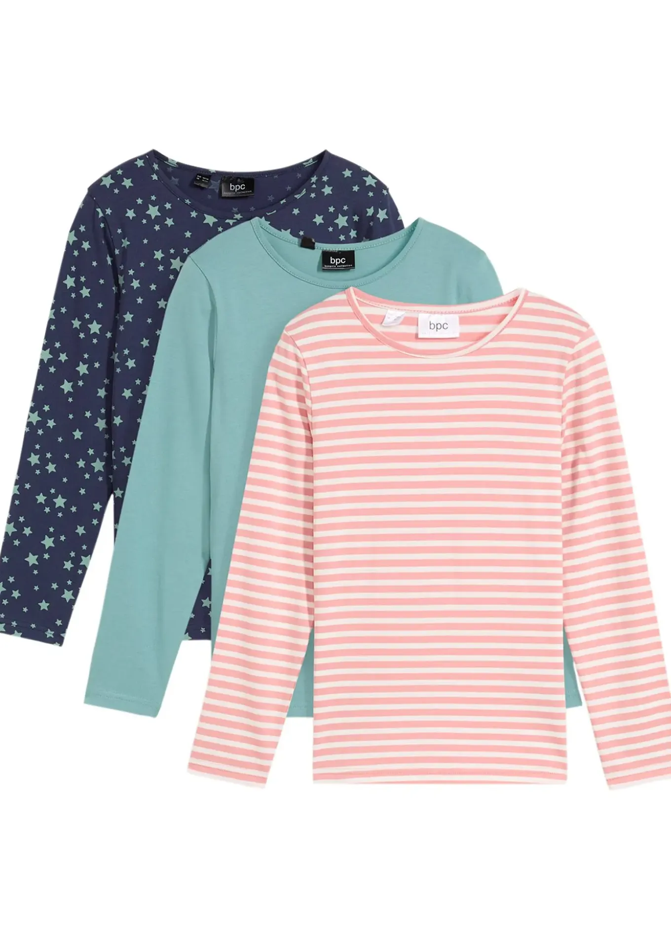 Lot de 3 T-shirts manches longues fille en coton