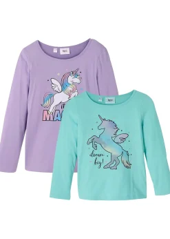 Lot de 2 T-shirts manches longues fille 100% coton