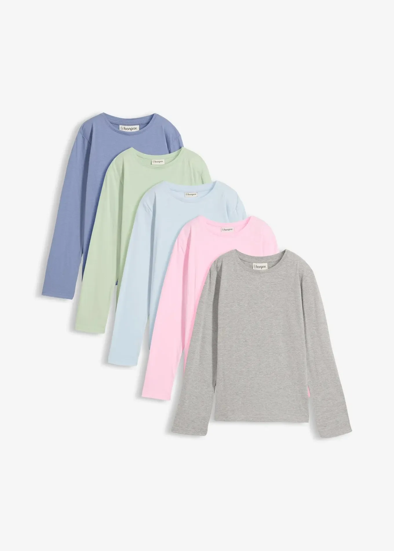 Lot de 5 T-shirts manches longues 100% coton