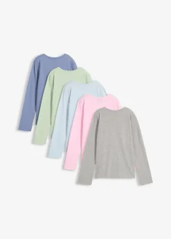 Lot de 5 T-shirts manches longues 100% coton