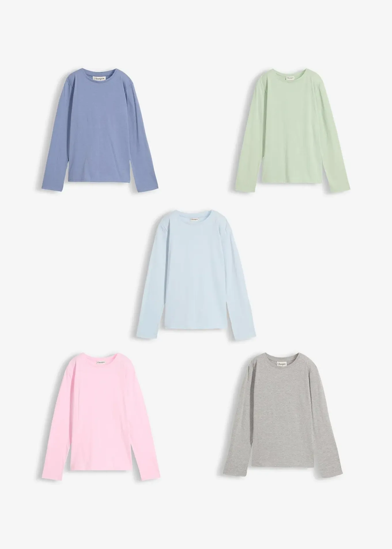 Lot de 5 T-shirts manches longues 100% coton