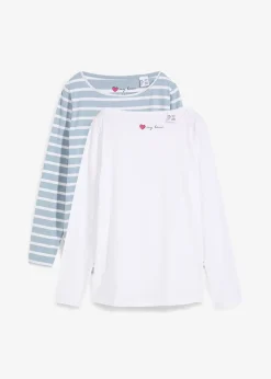 Lot de 2 T-shirts manches longues à encolure bateau