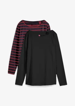 Lot de 2 T-shirts manches longues à encolure bateau