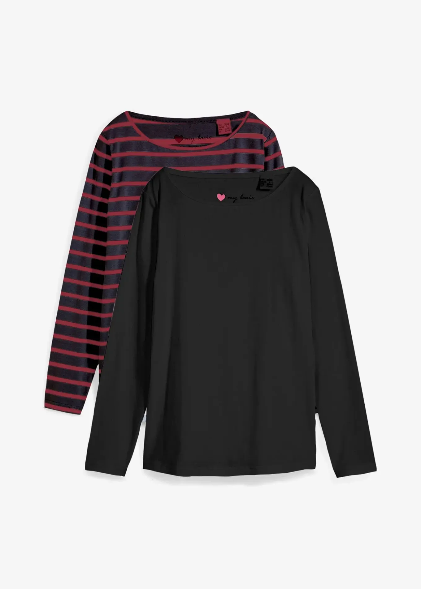 Lot de 2 T-shirts manches longues à encolure bateau