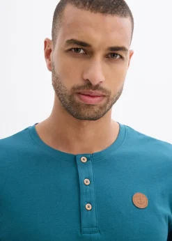 Lot de 2 T-shirts manches longues col tunisien 100% coton