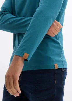 Lot de 2 T-shirts manches longues col tunisien 100% coton