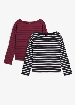 Lot de 2 T-shirts manches longues 100% coton