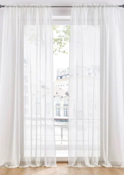 Lot de 2 voilages en tissu léger avec coulisse passe-tringle