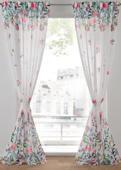 Lot de 2 voilages imprimé floral incl. embrasse