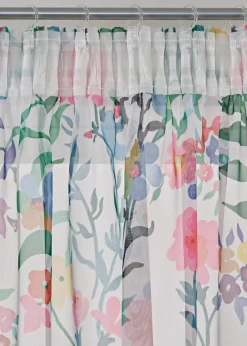 Lot de 2 voilages imprimé floral incl. embrasse