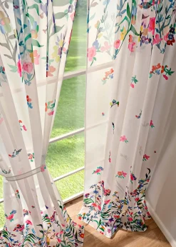 Lot de 2 voilages imprimé floral incl. embrasse