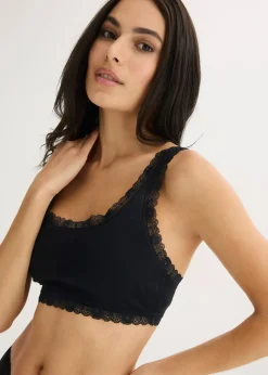 Lot de 2 brassières coton avec dentelle