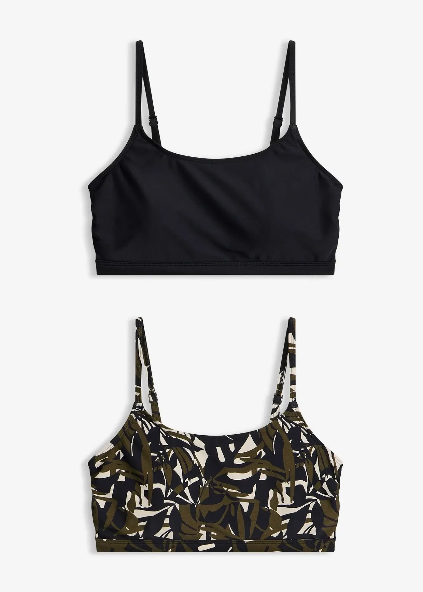 Lot de 2 hauts de bikini bustier, uni et imprimé
