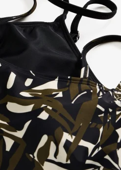 Lot de 2 hauts de bikini bustier, uni et imprimé