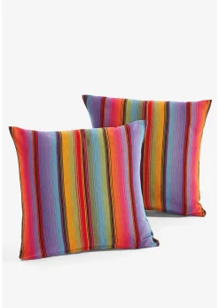 Lot de 2 housses de coussin rayées