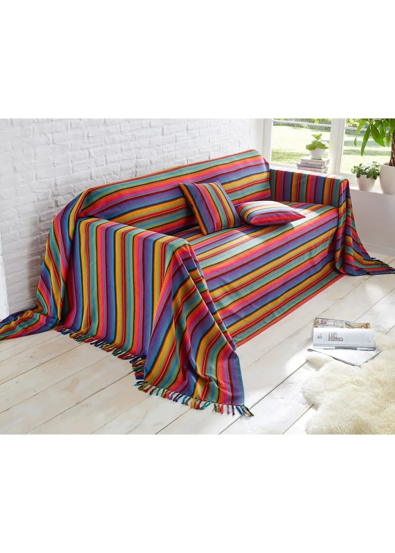 Lot de 2 housses de coussin rayées