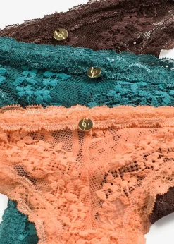 Lot de 3 tangas à dentelle florale