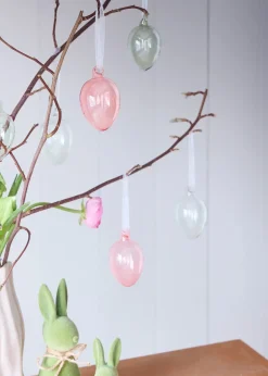 Lot de 6 œufs à suspendre en verre