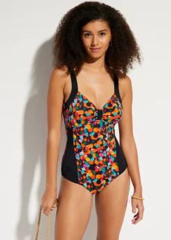 Maillot 1 pièce à empiècements contrastants