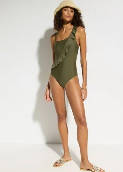 Maillot 1 pièce asymétrique à bretelle amovible