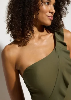 Maillot 1 pièce asymétrique à bretelle amovible