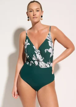 Maillot 1 pièce sculptant à col en V, maintien léger