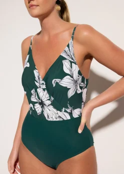 Maillot 1 pièce sculptant à col en V, maintien léger