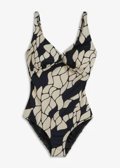 Maillot 1 pièce sculptant à col en V, maintien modéré